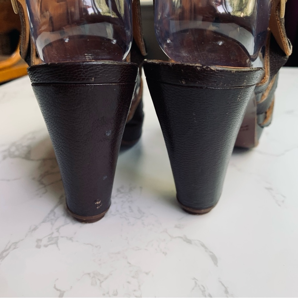 Chie Mihara Woven Suave Leather Slingback Sandals Open Toe Heels | Size 37.5 - Picture 6 of 14